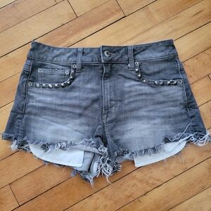 Gray Distressed Denim Shorts